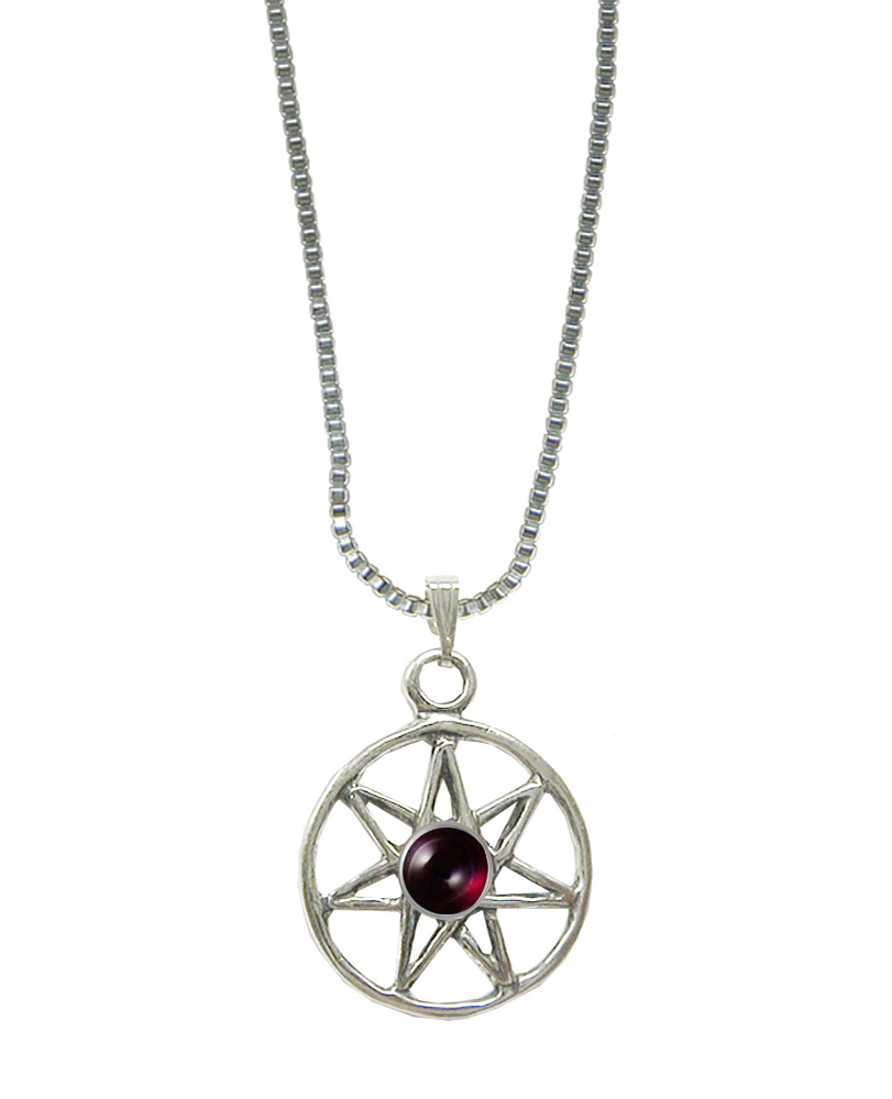 Sterling Silver Fairy Star Pendant With Garnet